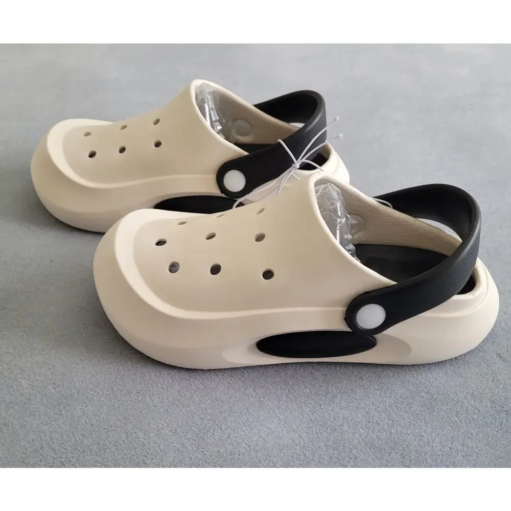 Classic Clog Styling Kids Shoes White w/Black -- Sz 13